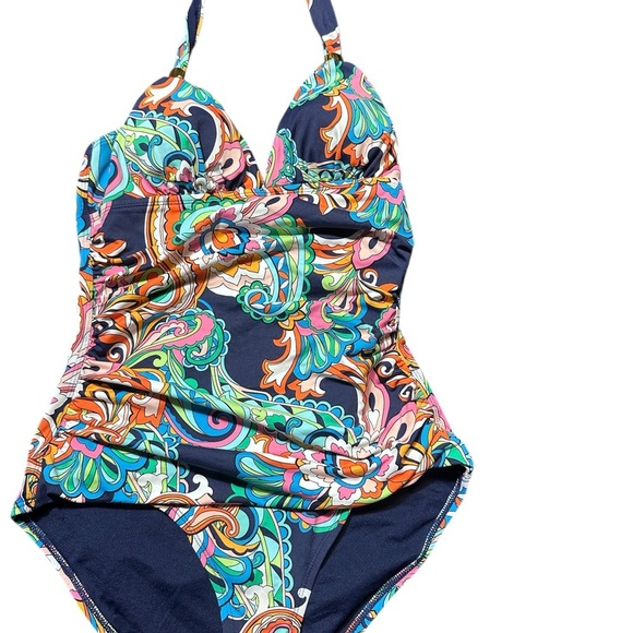 Tommy Bahama Blue and Orange Paisley Bodysuit - Picture 3 of 8